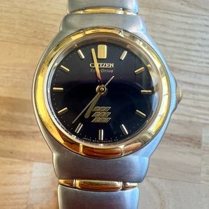 Citizen eco-drive Solar ladies black dial two tone dress watch